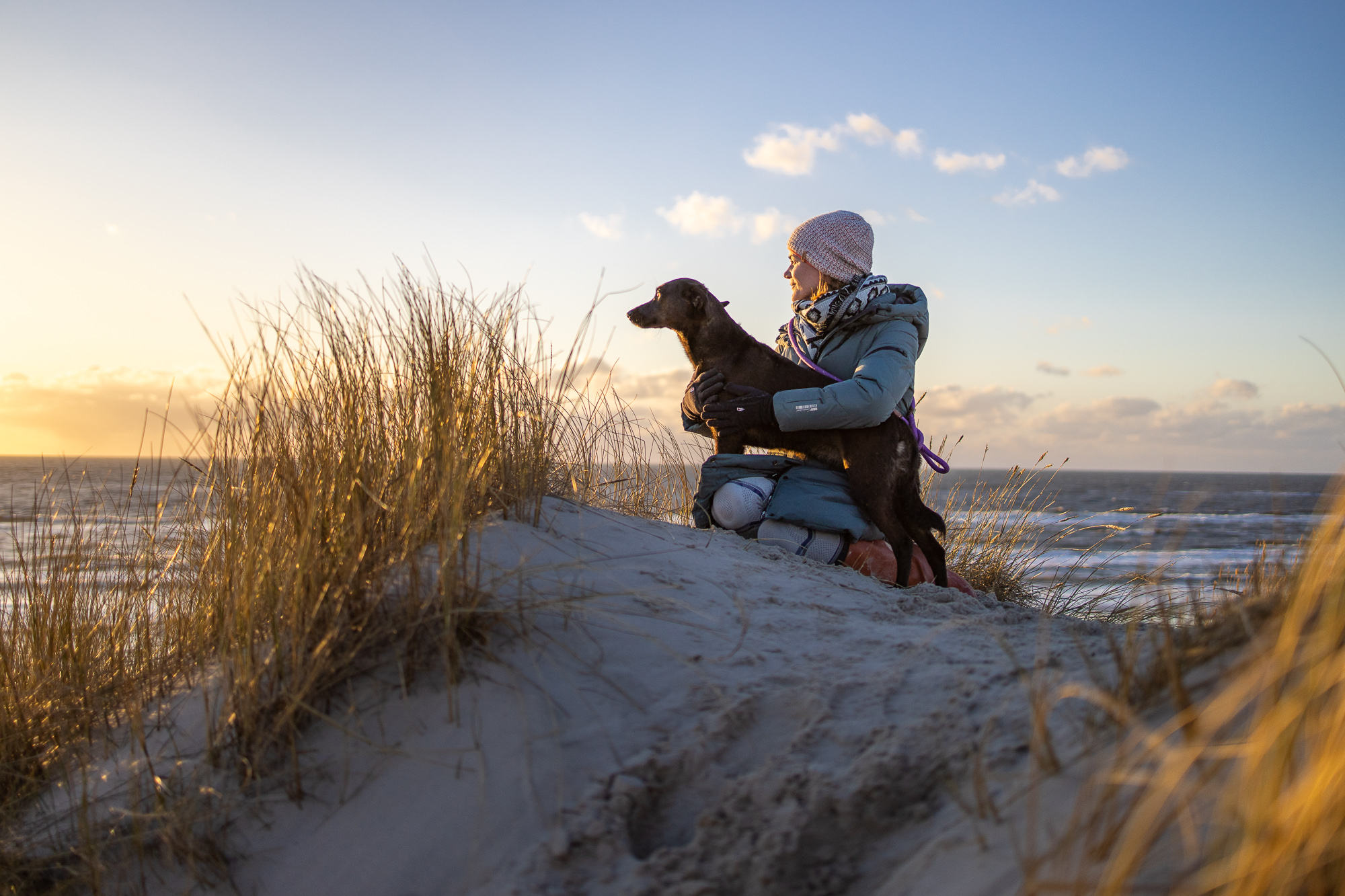 Frau mit Hund am Strand in Dänemark - Canon EOS R8
